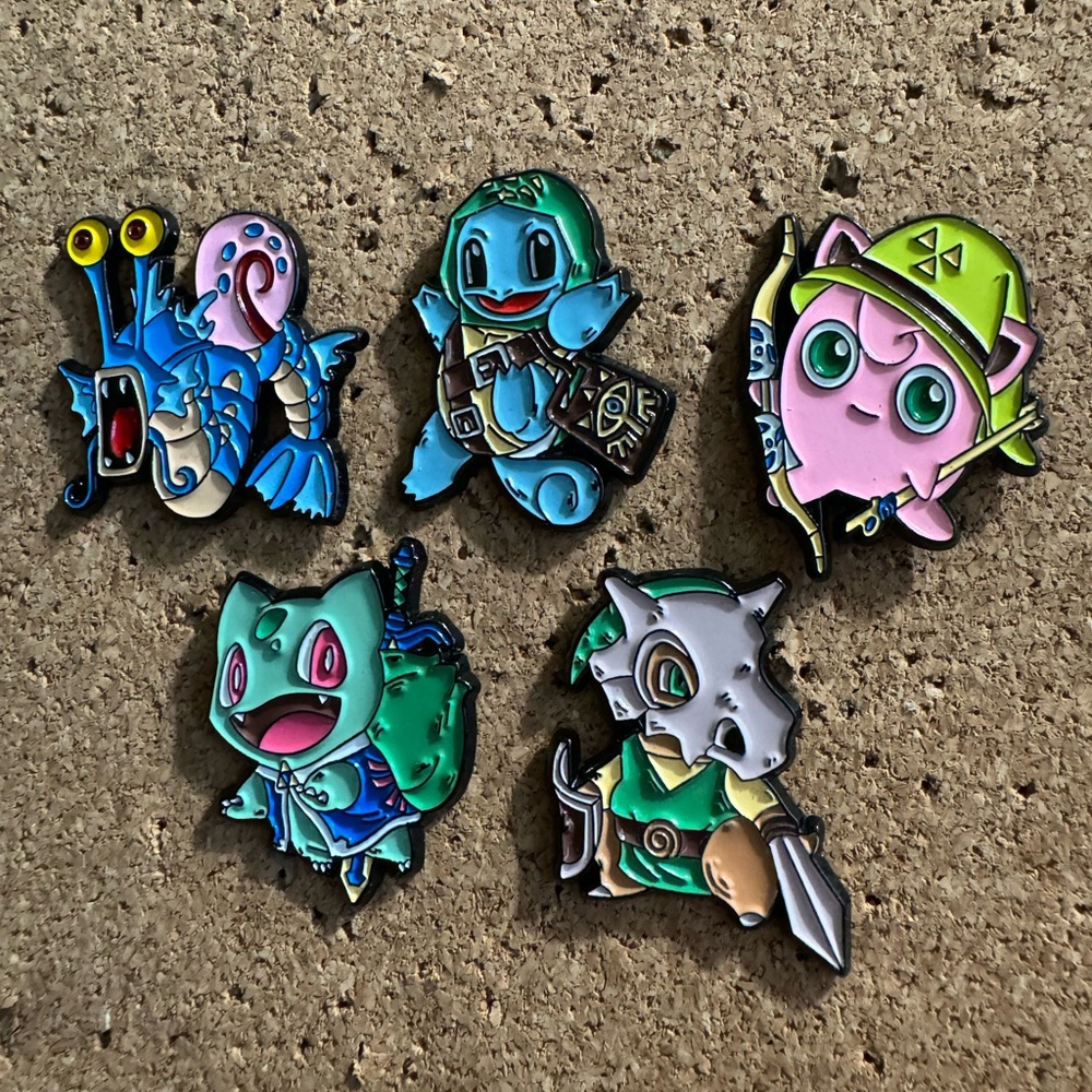 Legend of Zelda Costume , Nintendo/Pokemon Enamel pin, brooch, SET
